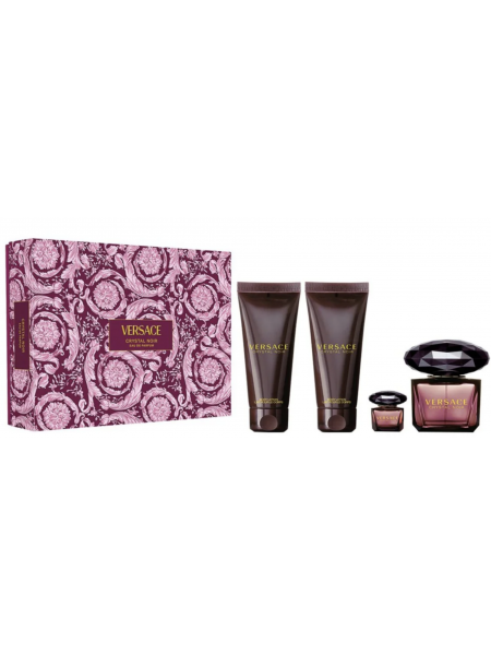 Versace Crystal Noir Подарочный набор (парфюмированная вода 90 мл + лосьон для тела 100 мл + гель для душа 100 мл + миниатюра 5 мл)