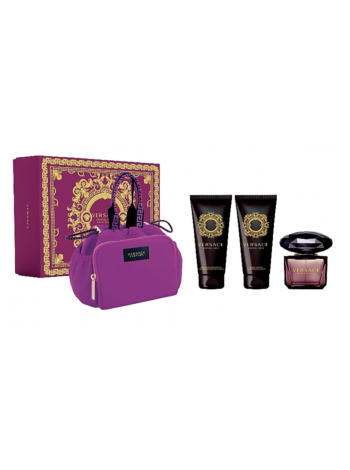 Versace Crystal Noir Подарунковий набір (туалетна вода 90 мл + лосьйон для тіла 100 мл + гель для душу 100 мл + косметичка)
