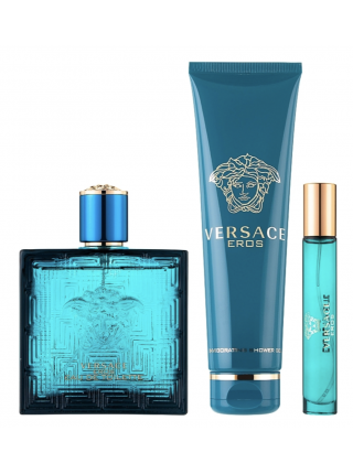 Versace Eros подарочный набор (туалетная вода 100 мл + миниатюра 10 мл + гель для душа 150 мл)
