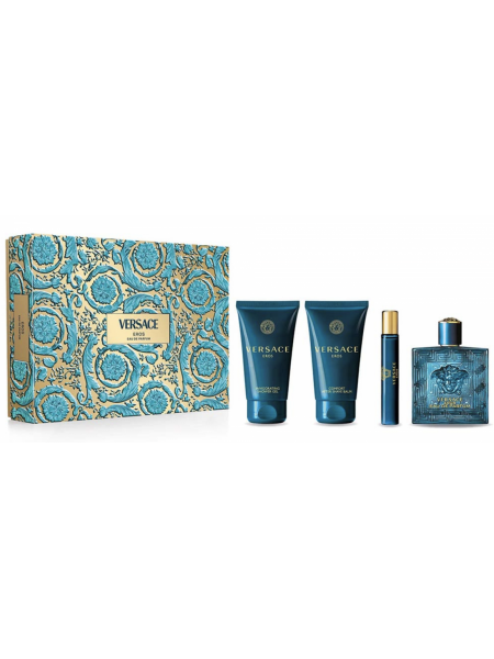 Versace Eros Eau De Parfum Подарочный набор (парфюмированная вода 100 мл + гель для душа 75 мл + бальзам после бритья 75 мл + миниатюра 10 мл)