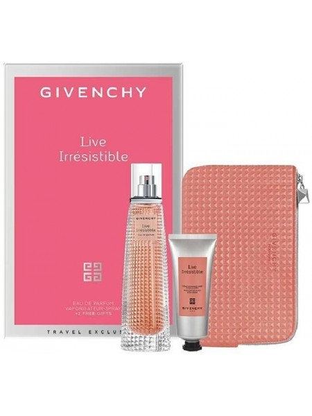 Givenchy Live Irresistible Eau de Parfum Подарочный набор (парфюмированная вода 75 мл + крем для тела 75 мл + клатч)