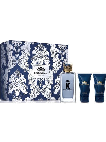 D&G K Eau de Parfum Подарочный набор (парфюмированная вода 100 мл + бальзам после бритья 50 мл + гель для душа 50 мл)