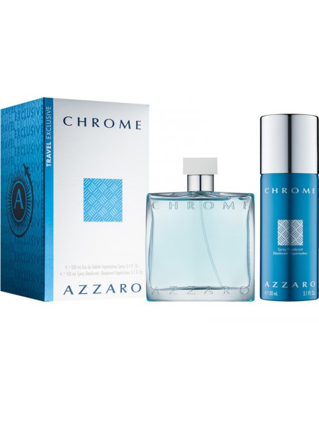 Azzaro Chrome Подарочний набір (туалетна вода 100 мл + дезодорант-спрей 150 мл)