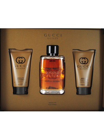 Gucci Guilty Absolute Pour Homme Подарочний набір (парфумована вода 50 мл + бальзам після гоління 50 мл + гель для душу 50 мл)