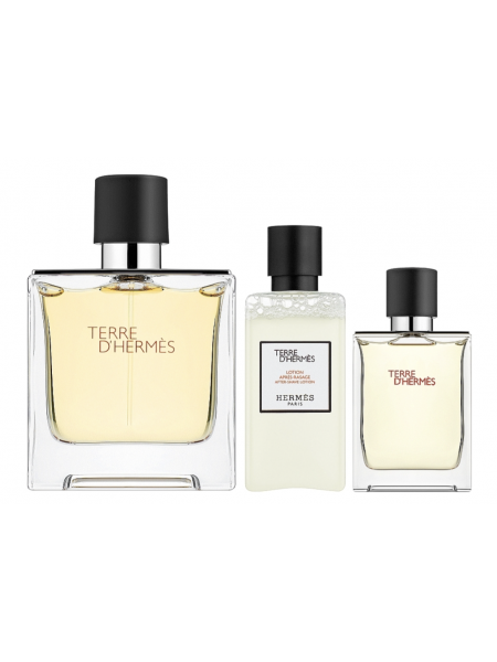 Terre d'Hermes Parfum Подарочный набор (парфюмированная вода 75 мл + миниатюра 12.5 мл + лосьон после бритья 40 мл)