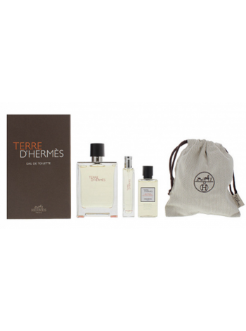 Hermes Terre d'Hermes Eau De Toilette Подарунковий набір (туалетна вода 100 мл + гель для душу 40 мл + мініатюра 15 мл + косметичка)