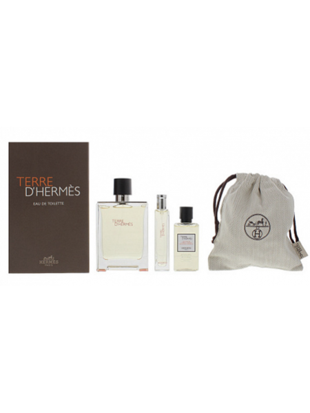 Hermes Terre d'Hermes Eau De Toilette Подарочный набор (туалетная вода 100 мл + гель для душа 40 мл + миниатюра 15 мл + косметичка)