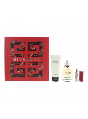 Givenchy L'interdit Eau de Parfum Подарочний набір (парфумована вода 80 мл + лосьйон для тіла 75 мл + помада)