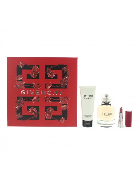 Givenchy L'interdit Eau de Parfum Подарочный набор (парфюмированная вода 80 мл + лосьон для тела 75 мл + помада)