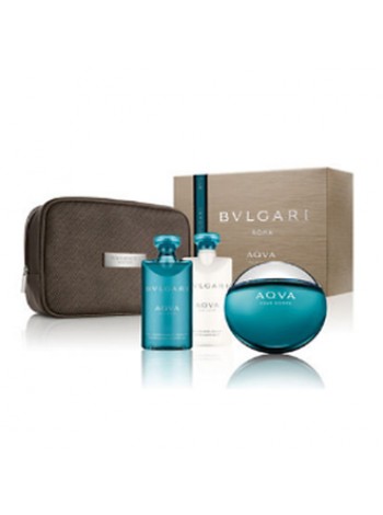 Bvlgari Aqva Pour Homme Подарочный набор (туалетная вода 100 мл + гель для душа 75 мл + бальзам после бритья 75 мл + сумка)