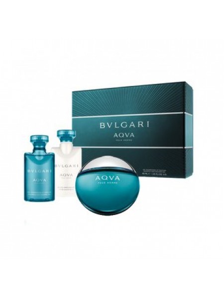 Bvlgari Aqva Pour Homme Подарочний набір (туалетна вода 50 мл + гель для душу 40 мл + бальзам після гоління 40 мл)
