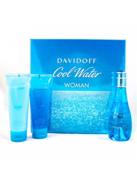 Davidoff Cool Water Woman Подарочный набор (туалетная вода 100 мл + лосьон для тела 75 мл + гель для душа 75 мл)