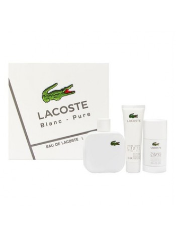 Eau de Lacoste L.12.12: Blanc Подарочный набор (туалетная вода 100 мл + стиковый дезодорант 75 мл + гель для душа 50 мл)