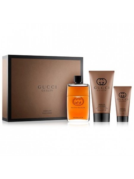 Gucci Guilty Absolute Pour Homme Подарочний набір (парфумована вода 90 мл + бальзам після гоління 50 мл + гель для душу 150 мл)