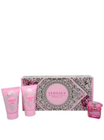 Versace Bright Crystal Absolu подарочный набор (миниатюра 5 мл + лосьон для тела 25 мл + гель для душа 25 мл)