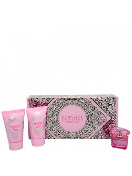 Versace Bright Crystal Absolu подарочный набор (миниатюра 5 мл + лосьон для тела 25 мл + гель для душа 25 мл)