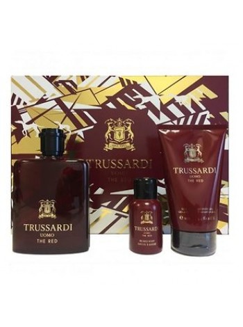 Trussardi Uomo The Red Подарочний набір (туалетна вода 100 мл + гель для душу 100 мл + мило для бороди 50 мл)