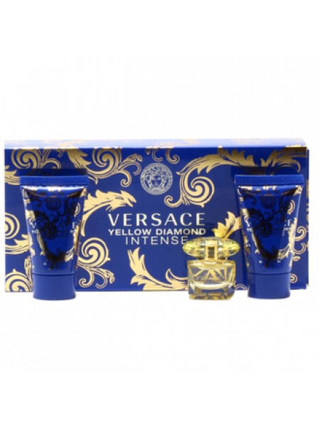 Versace Yellow Diamond Intense Подарочный набор (миниатюра 5 мл + лосьон для тела 25 мл + гель для душа 25 мл)