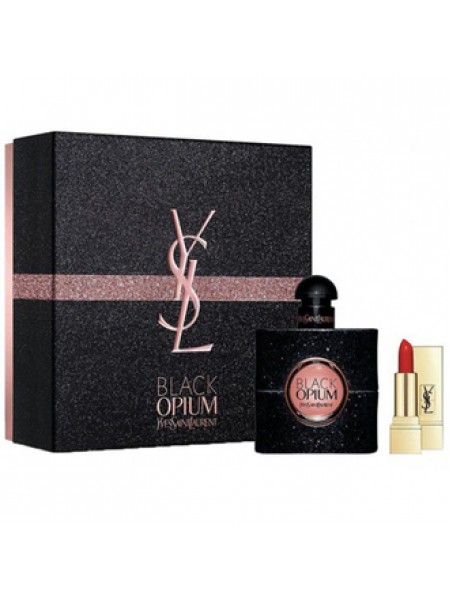 Yves Saint Laurent Black Opium Подарочний набір (парфумована вода 50 мл + губна помада Rouge Pur Couture №01)