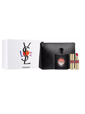 Yves Saint Laurent Black Opium Подарочний набір (парфумована вода 50 мл + губна помада Rouge Pur Couture №01 + косметичка)